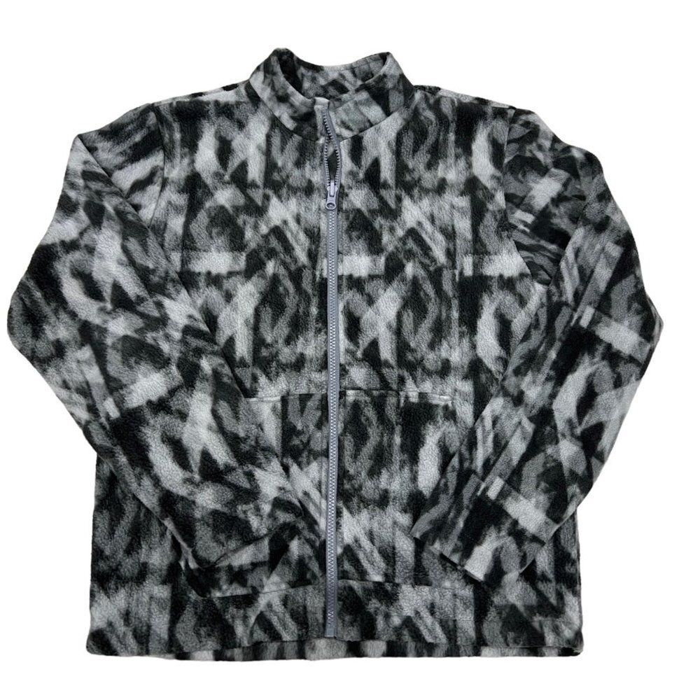 Eddie Bauer Boys Size L (14/16) Fleece Jacket Gray Black Pattern